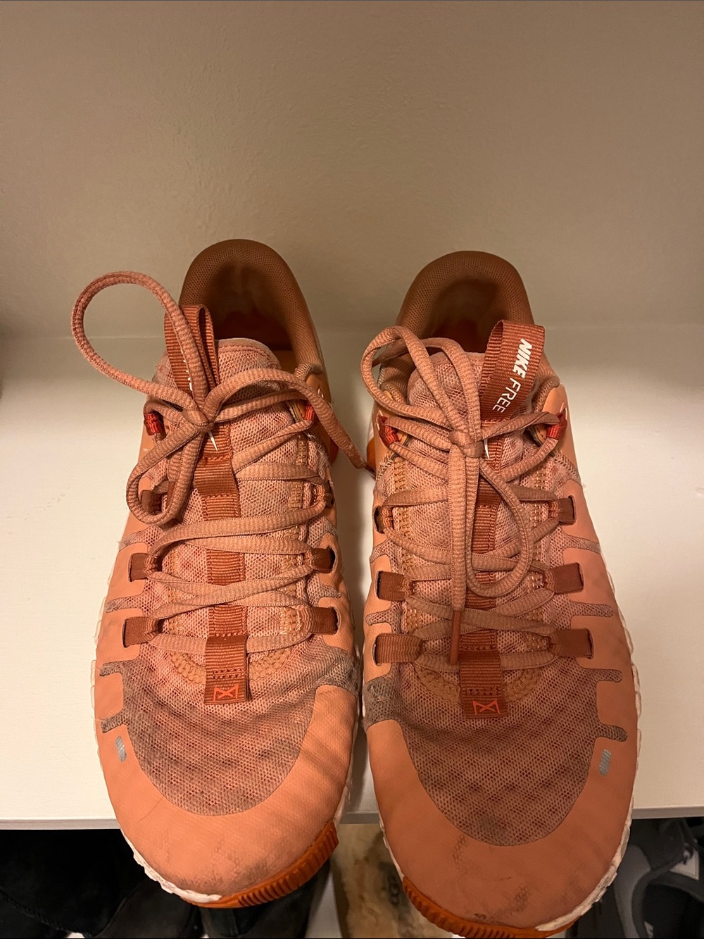 Nike Peach-Orange Mesh Athletic Sneakers